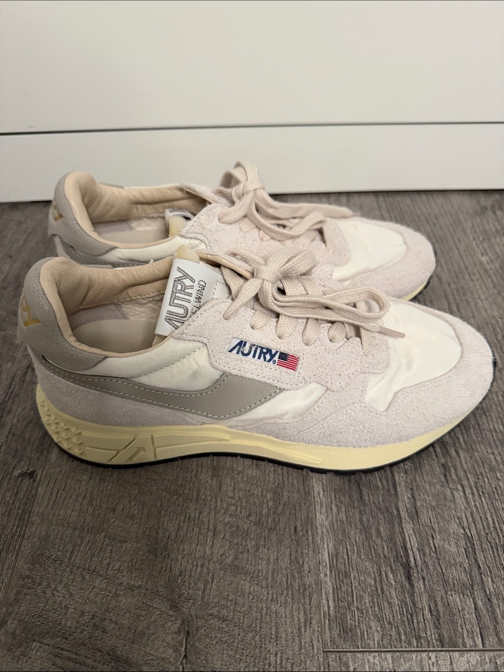 Autry- Beige Suede & Nylon Sneakers - Neutral Casual Style